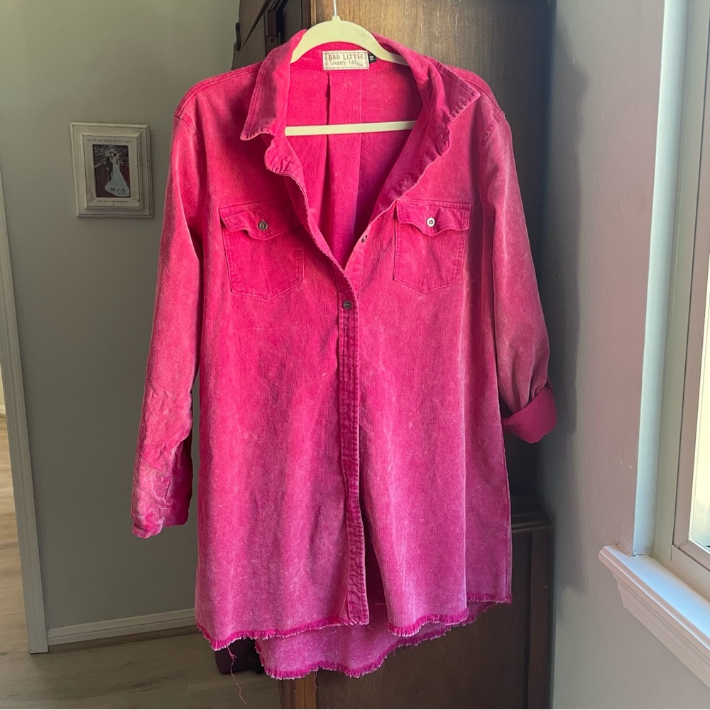 Bad Little Country girl Fuchsia Button-Up corduroy jacket coat size M